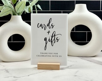 Letrero de tarjetas y regalos: decoración moderna de mesa de boda en acrílico, colección Olivia