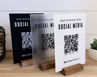 Custom Acrylic Business QR Code Sign, Scan to Pay, Social Media & Payment Display