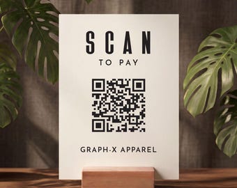 Letrero personalizado para escanear y pagar / Pantalla acrílica con código QR para negocios