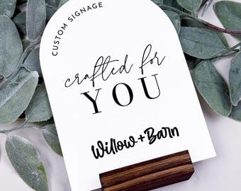 Letrero de arco acrílico personalizado, señalización para bodas y negocios.
