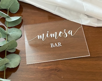 Placa de acrílico para bar de mimosas, decoração de casamento com tinta UV.
