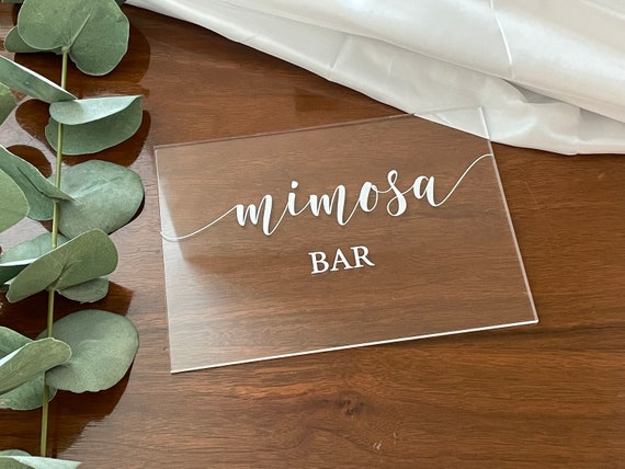 Cartello Gotico In Legno Per Bar Mimosa - 20x25 Cm Con Supporto, Bianco E Nero, Per Addio Al Nubilato E Matrimonio - 3