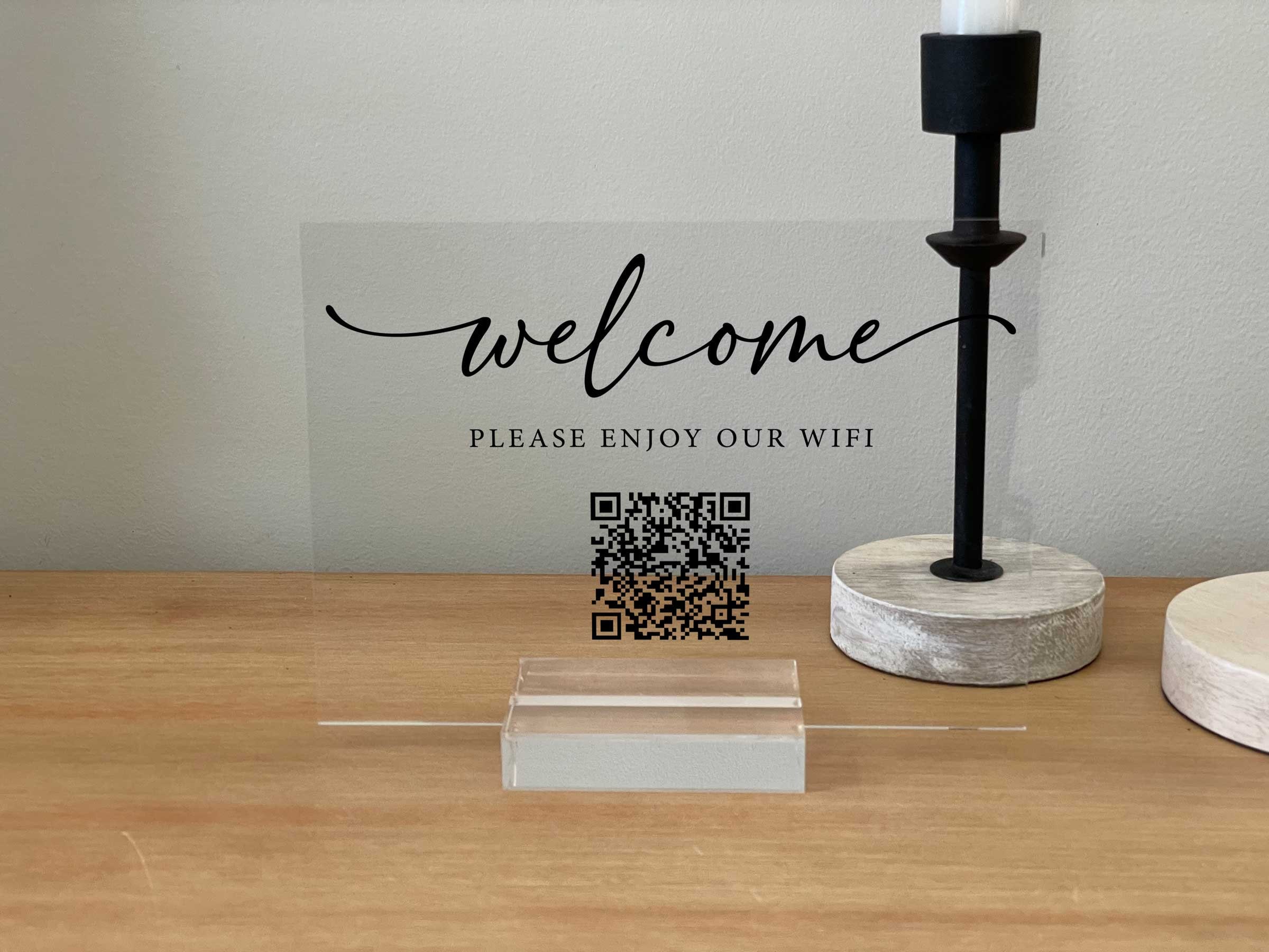 WiFi QR Code Sign, WiFi Password Sign, Custom Acrylic Sign
