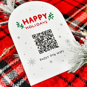Happy Holidays Home Wifi Sign, WiFi QR Code Sign, WiFi Password Sign, Custom Acrylic Sign