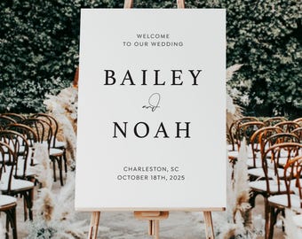 Letrero de bienvenida de boda moderno y personalizado de acrílico, 18"x24"