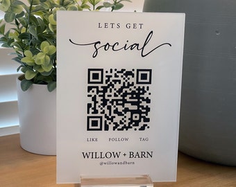 Custom Acrylic Business QR Code Sign, Scan to Pay, Social Media & Payment Display