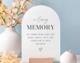 Letrero acrílico "En memoria de un ser querido" para bodas, Colección Aspen