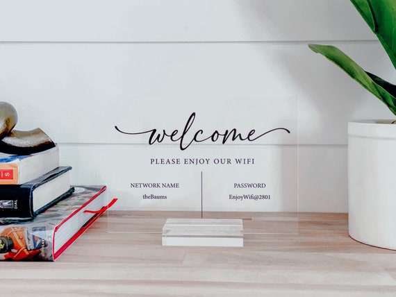 WiFi  Sign, WiFi Password Sign, Custom Acrylic Sign
