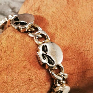 heavy harley davidson skull bracelet silver .925