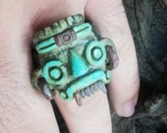 tlaloc aztec God of rain ring (model 2)