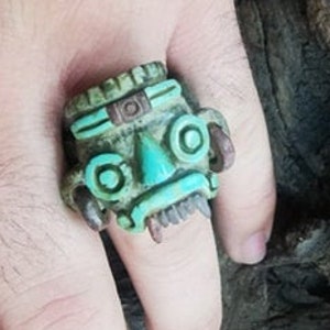 tlaloc aztec God of rain ring (model 2)