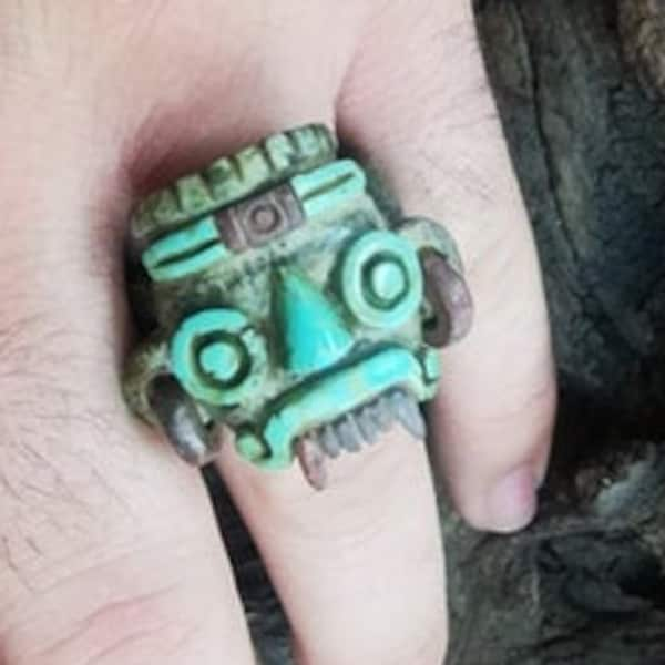 tlaloc aztec God of rain ring (model 2)