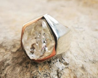 herkimer diamanten ring van .925 zilver