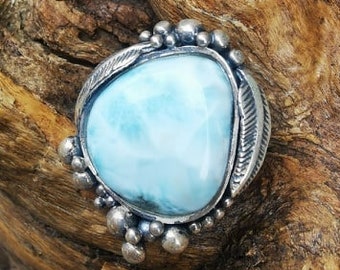 larimar stonel ring any size. silver .925
