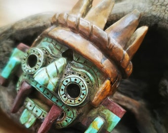 Tlaloc Aztekenmaske Gesichtsschnitzerei