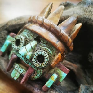 aztec tlaloc mask face carving