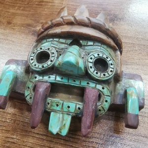 aztec tlaloc mask face carving image 3