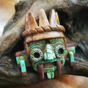 aztec tlaloc mask face carving image 5
