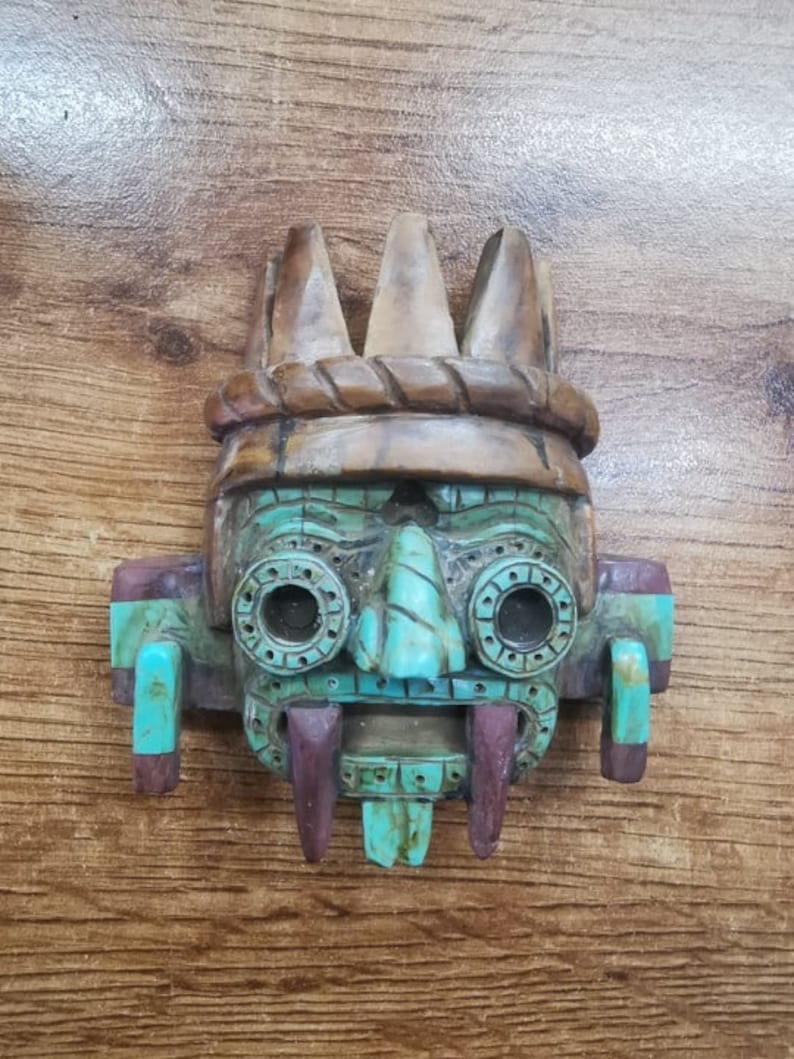 aztec tlaloc mask face carving image 4
