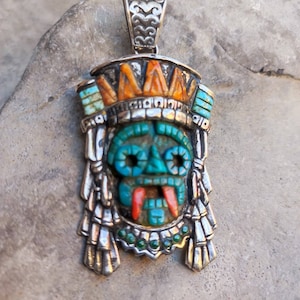 tlaloc pendant in silver .925 and stones