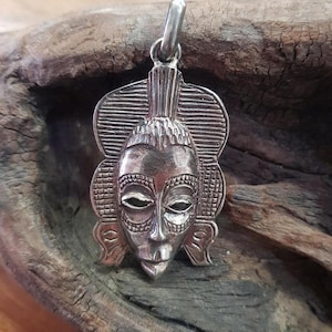 african mask pendant in silver .925