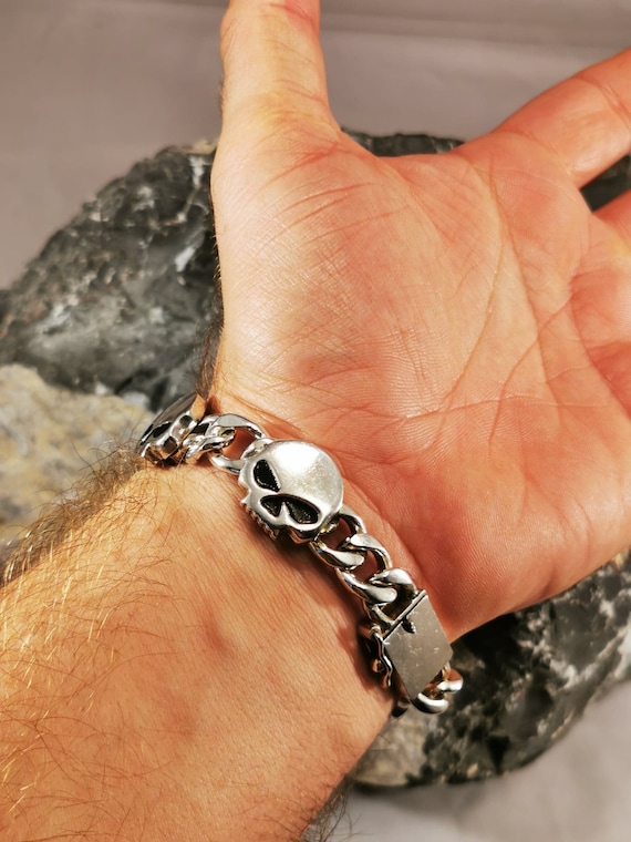 Vintage 10” Mens HARLEY DAVIDSON SKULL 925 Sterling Silver Motorcycle  Bracelet F | eBay