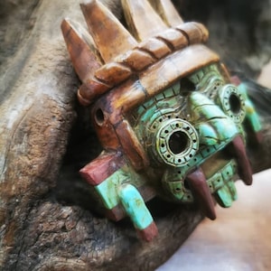 aztec tlaloc mask face carving image 2