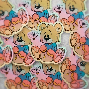 Holografische vinylsticker//Bee & Bear empathie sticker//leuke sticker//empathie sticker
