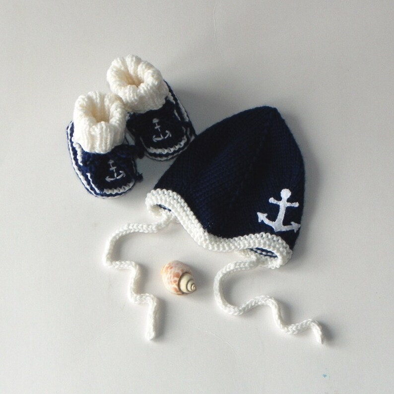 Sailor Baby Set Knit Baby Anchor Set Merino Wool Baby Outfit Etsy