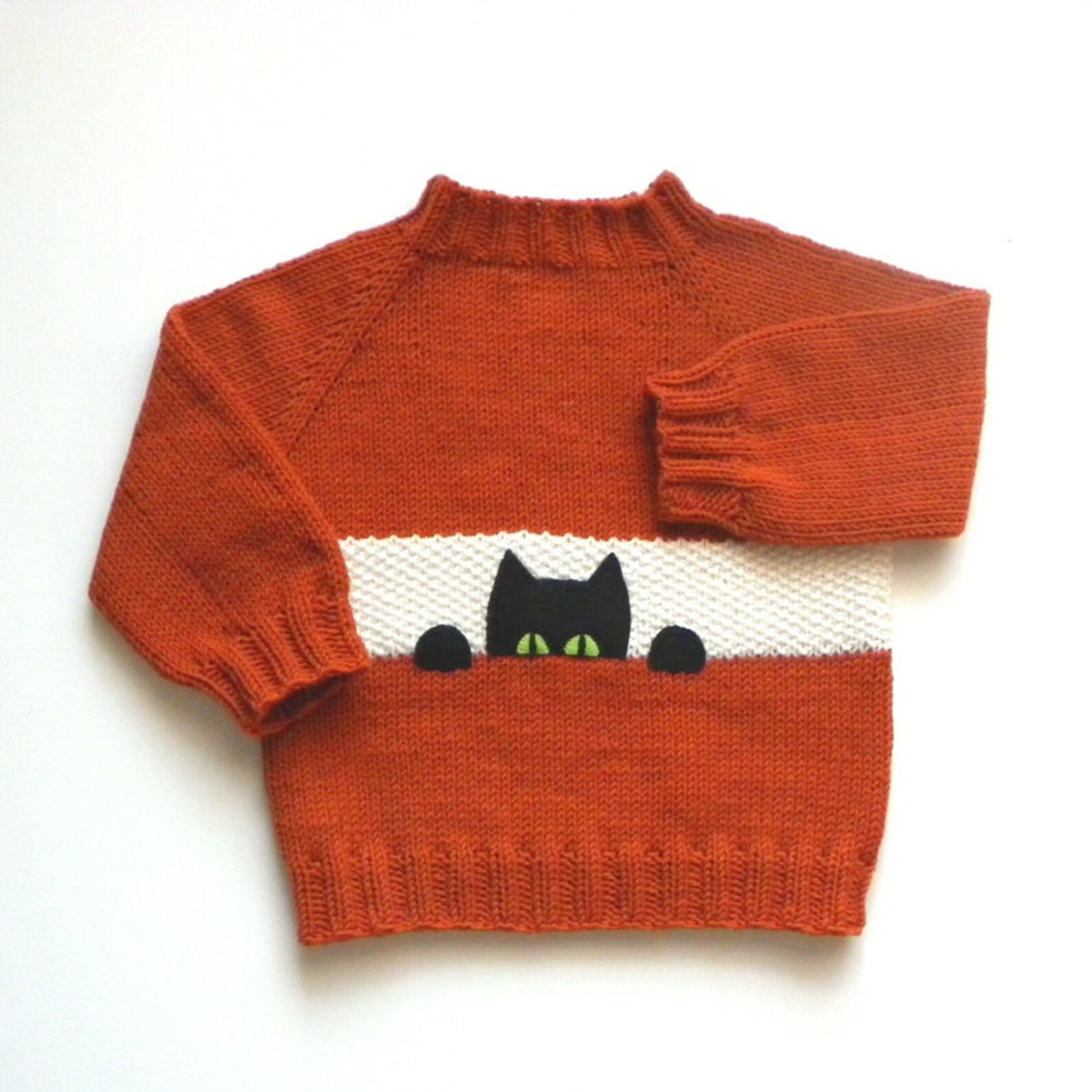 Black Cat Kids Sweater Fox Color Baby Pullower Orange Sweater Etsy