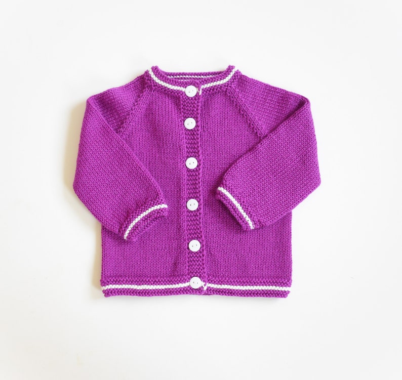 Orchid baby girl sweater Size 9-12 Months Ready to ship Merino baby sweater Handknit jacket Baby girl clothing image 2