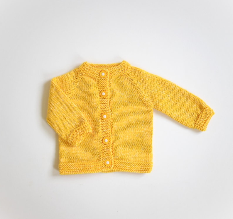 Yellow baby girl sweater Size Newborn Ready to ship Hand knit baby sweater merino jacket wool cardigan image 2