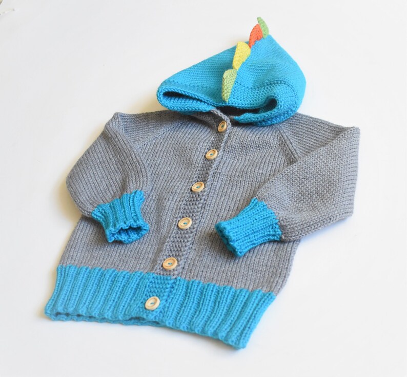 Hoodie sweater merino sweater baby sweater knit sweater grey and blue sweater chicken sweater baby shower new baby MADE TO ORDER