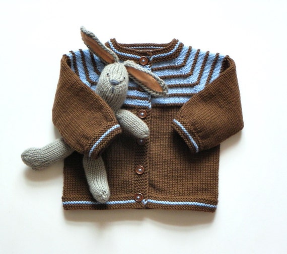 Brown baby boy sweater knit baby clothes brown and blue merino Etsy