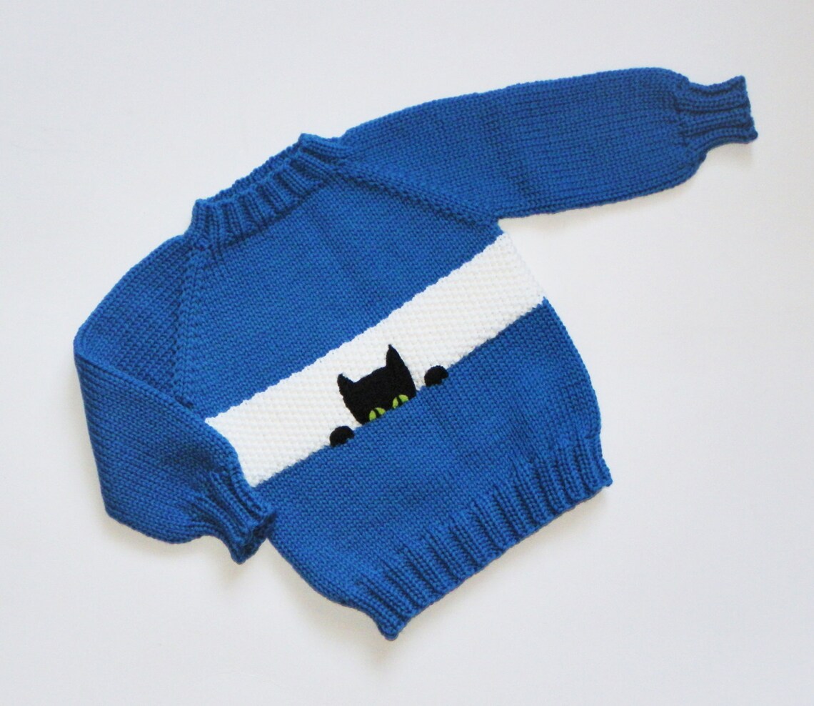 Black cat kids sweater fox color baby pullower orange sweater Etsy