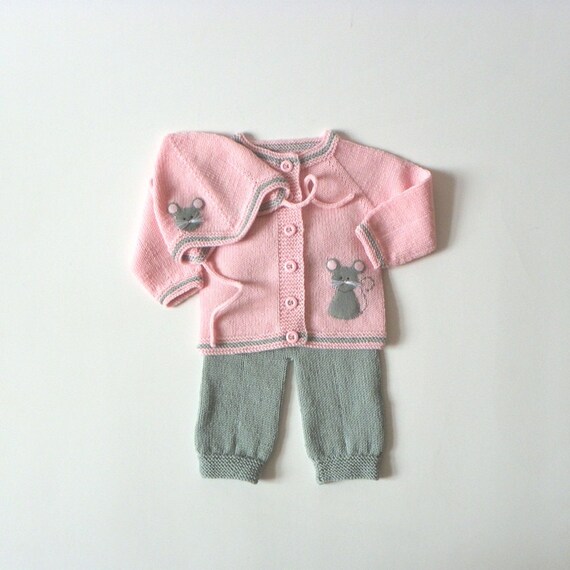 grey knitted baby outfit