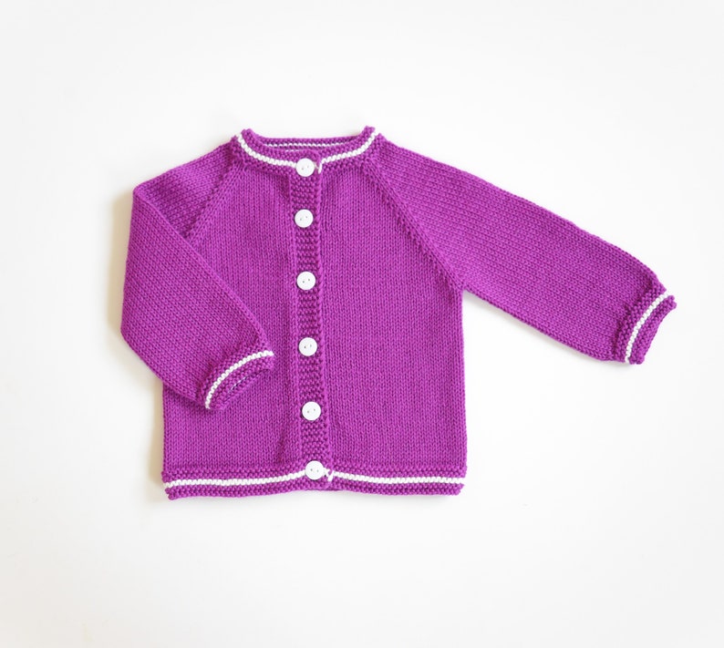 Orchid baby girl sweater Size 9-12 Months Ready to ship Merino baby sweater Handknit jacket Baby girl clothing image 4
