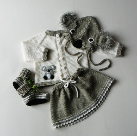 Koala Oso Bebe Nina Set Tejido Merino Conjunto De Lana Bebe Etsy