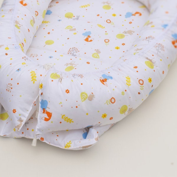 Baby nest baby co sleeper baby bed with foxes cotton nest baby traveling bed READY TO SHIP