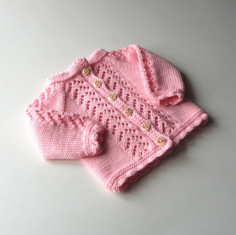 Light Pink Baby Christening Jacket Knitted Baptism Lace Etsy