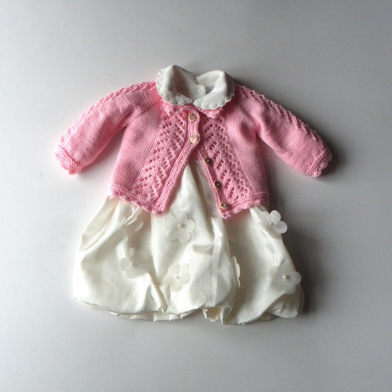 Light Pink Baby Christening Jacket Knitted Baptism Lace Etsy