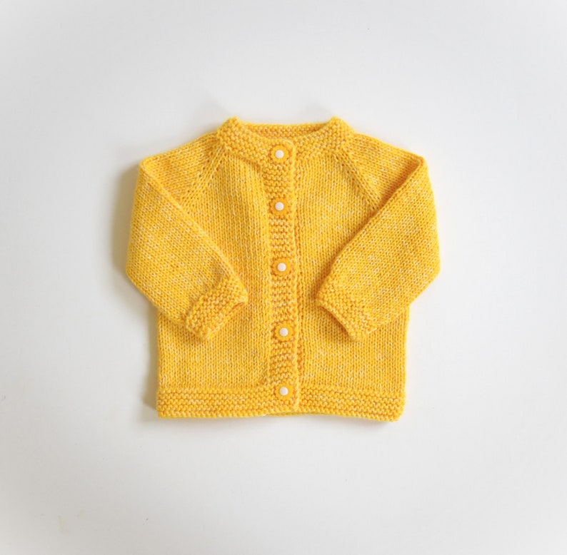 Yellow baby girl sweater Size Newborn Ready to ship Hand knit baby sweater merino jacket wool cardigan image 4