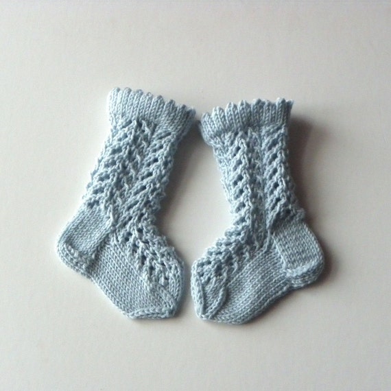 Spitze Socken Stricken Baby Socken Blass Blau Merino Fur Etsy