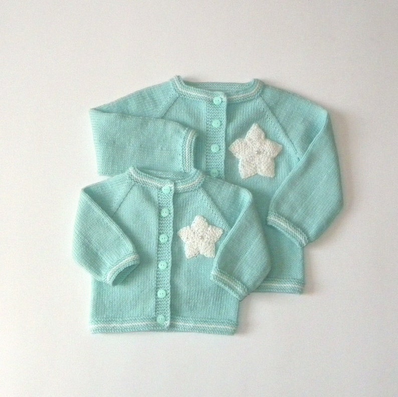 Mint Green Baby Girl Jacket Knit Merino Sweater With White Etsy