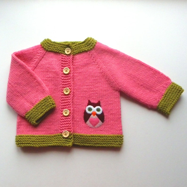 Eule rosa Jacke stricken Baby Mädchen Pullover MADE TO