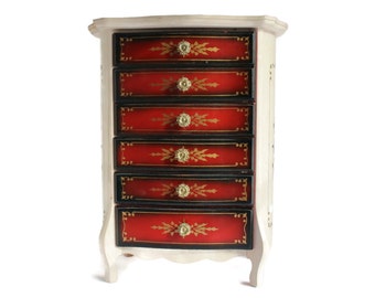 Musical Jewelry Chest of Drawers - Jewelry Music Box - 6 Drawer Music Box - Engelberk Humperdinck's After the Lovin - Chippy Decor