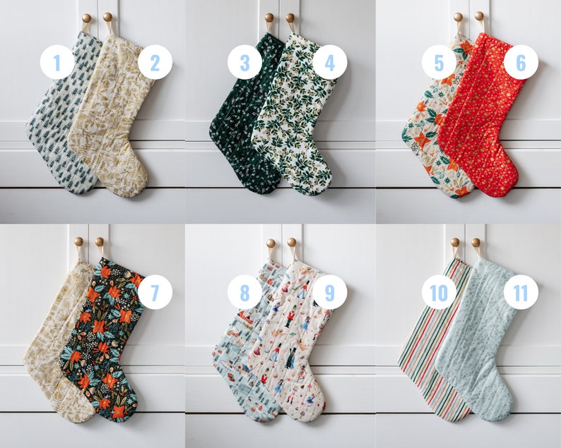 Quilted Christmas stockings, choose your own, Rifle Paper Co Christmas decorations, farmhouse holiday decor, gift for mom, MADE TO ORDER image 9