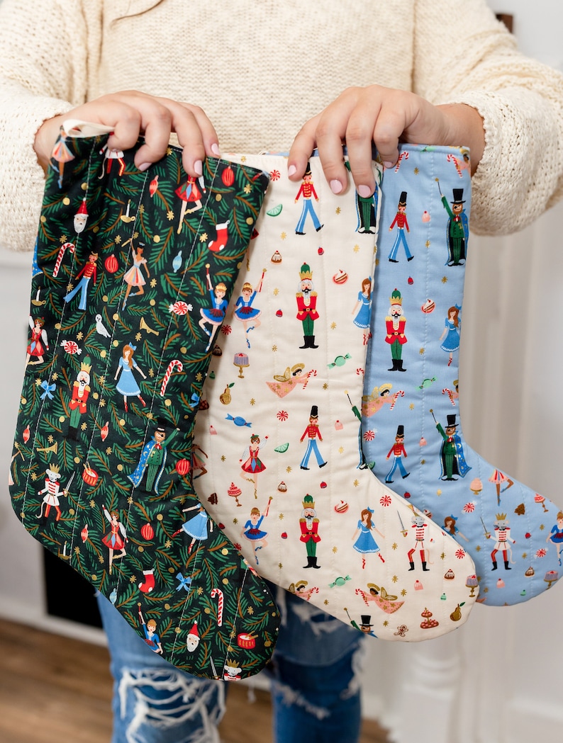 Quilted Christmas stockings, choose your own, Rifle Paper Co Christmas decorations, farmhouse holiday decor, gift for mom, MADE TO ORDER image 2