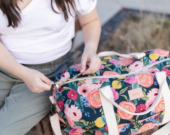 Floral Duffel Bag, Rifle Paper Co Custom Canvas Overnight