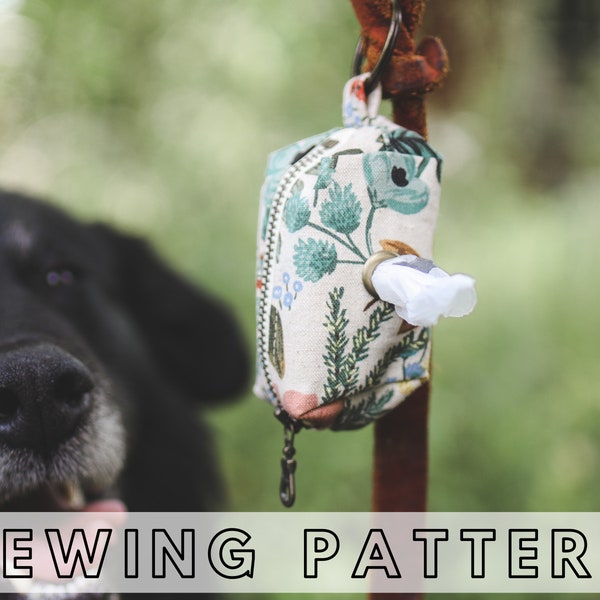 SEWING PATTERN for dog poop bag holder, sewing tutorial pdf for dogs, dog waste bag dispenser, doggie bag holder, dog supplies and gifts